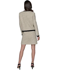Karl Lagerfeld Paris Women's Tweed Open-Front Framed Jacket