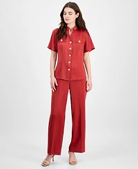 Anne Klein Women's Flutter-Sleeve Button-Front Blouse