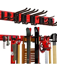 Hausource 48in Garden Tool Organizer Garage Storage Rack, Red