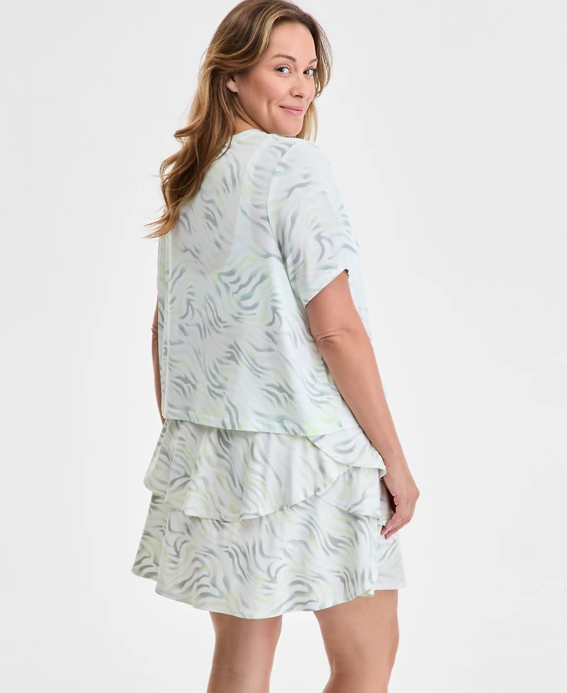 Id Ideology Plus Fluid Zebra Printed Relaxed T-Shirt, Exclusively at Macy's