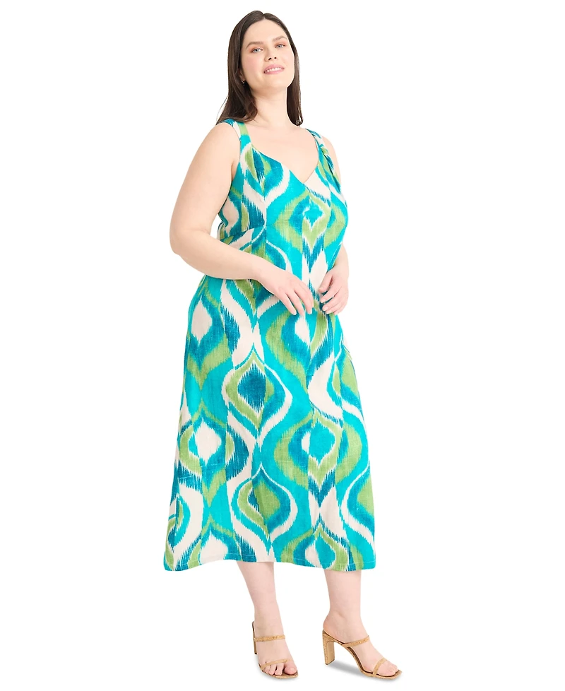 Maggy London Plus Printed Double-Strap Midi Dress