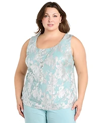 R & M Richards Plus 3-Pc. Embellished Jacket, Necklace Top Pant Set