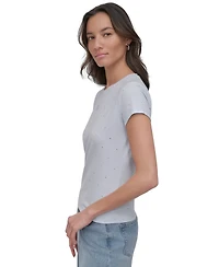 Dkny Jeans Women's Rhinestones Crewneck T-Shirt