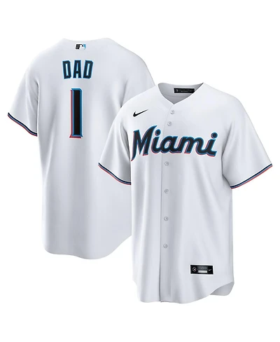 Nike Men's White Miami Marlins 1 Dad Home Replica Jersey