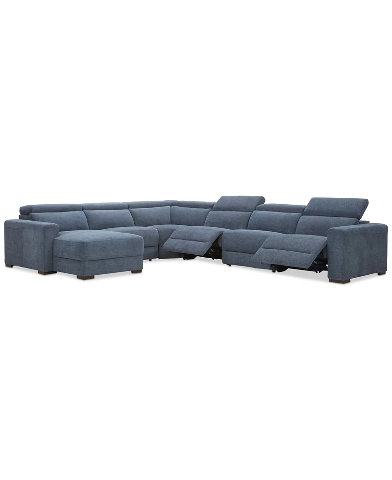 Nevio -Pc. Fabric Power Headrest Sectional with Motion Chairs