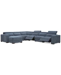 Nevio -Pc. Fabric Power Headrest Sectional with Motion Chairs