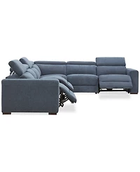 Nevio -Pc. Fabric Power Headrest Sectional with 3 Motion Chairs
