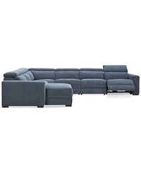 Nevio -Pc. Fabric Power Headrest Sectional with 1 Motion Chair