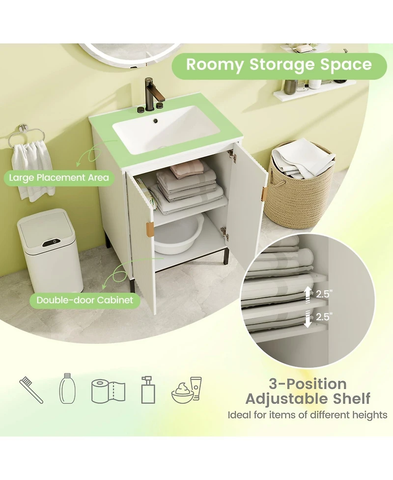24 Inch Bathroom Vanity with Sink Combo and Adjustable Shelf