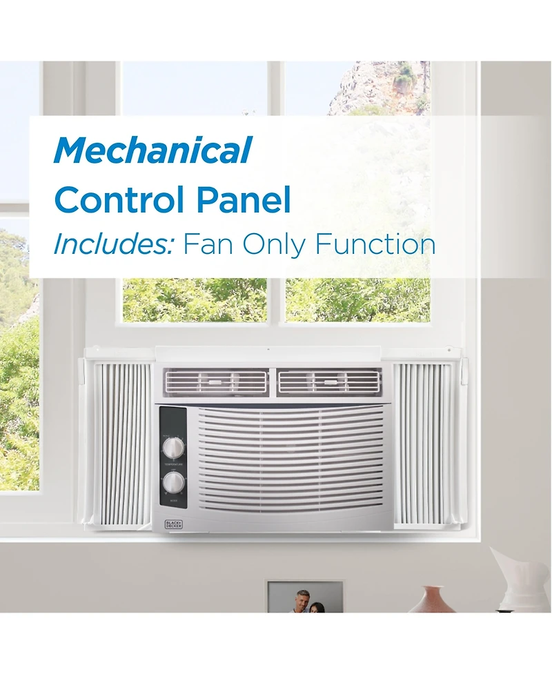 Black+Decker Window Air Conditioner 5,000 Btu, Ac Window Unit Cools Up to 150 Square Feet, Window Ac Unit with Mechanical Controls, 2 Cooling Speeds a