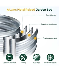 Aoodor Galvanized Raised Garden Bed Kit,47.24''(L) x 23.62''(W) x11.81''(H) Outdoor Garden Planter Oval Large Boxes for Vegetables, Flowers, Herbs