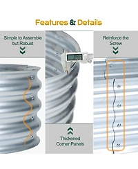 Aoodor Galvanized Raised Garden Bed Kit, 59''(L) x 23.62''(W) x11.81''(H) Outdoor Garden Planter Oval Large Boxes for Vegetables, Flowers, Herbs