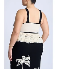 Eloquii Women's Fringe Crop Top