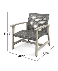 Hampton Light Gray Wood and Mixed Black Faux Rattan Armed Outdoor Patio Lounge Chair (2-Pack)