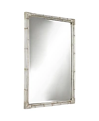 Takeo Rectangular Vanity Decorative Wall Mirror Modern Rustic Style Distressed Silver Faux Bamboo Frame Beveled 31" Wide for Bathroom Bedroom Liv