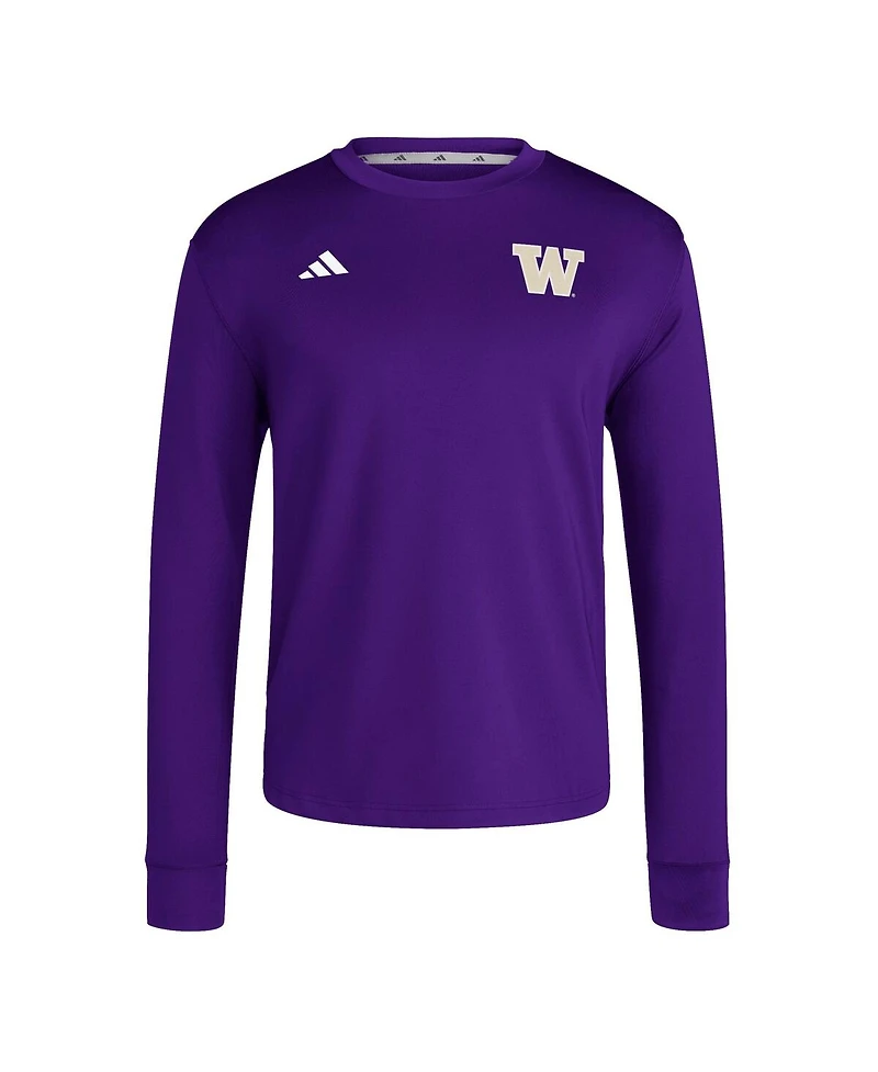 Adidas Men's Purple Washington Huskies Dugout Pullover Sweatshirt