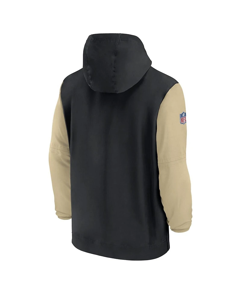 Nike Men's Black/Gold New Orleans Saints 2024/25 Sideline Pre-Game Player 1/2-Zip Hoodie