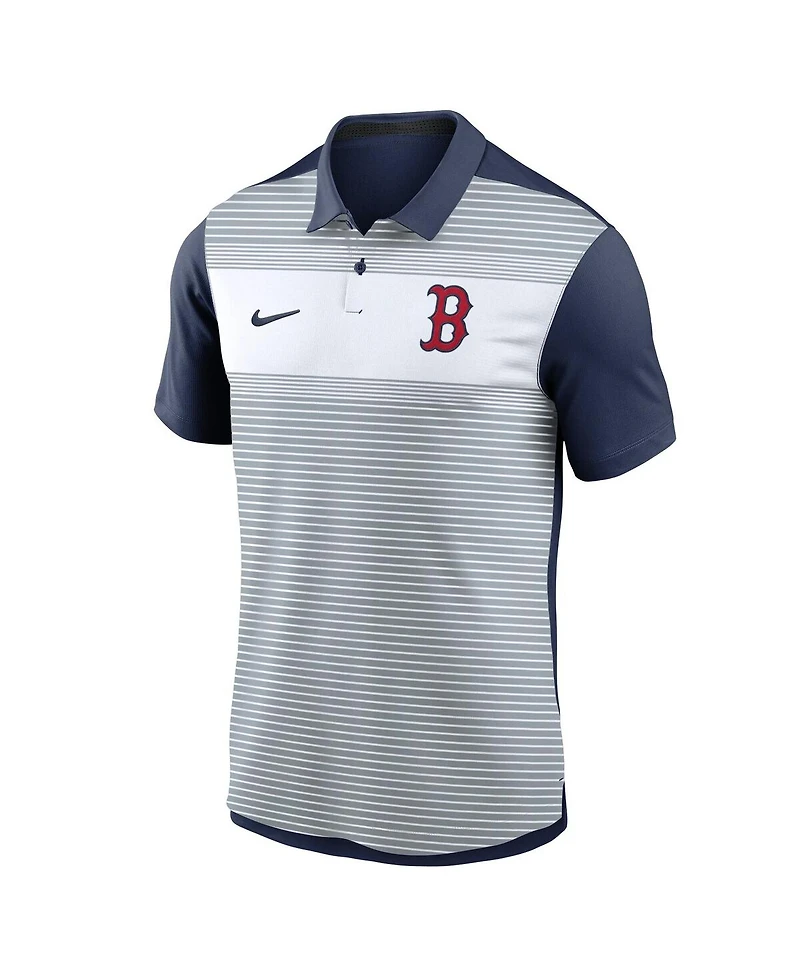 Nike Men's White/Navy Boston Red Sox Vapor Striped Performance Polo Shirt