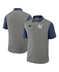 Nike Men's Gray/Navy New York Yankees Cooperstown Collection Color-Block Victory Performance Polo Shirt