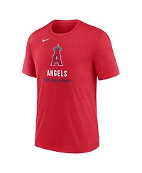 Nike Men's Heather Red Los Angeles Angels Logo Tri-Blend T-Shirt