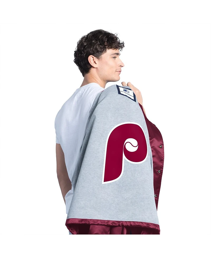 Starter Men's Burgundy Philadelphia Phillies Cooperstown Collection Point Man Full-Snap Coaches Jacket