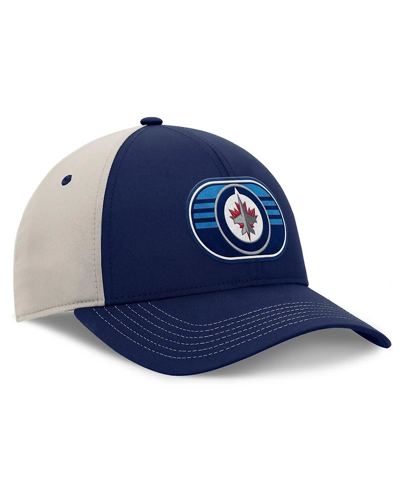 Fanatics Men's Navy/Gray Winnipeg Jets 2025 Stanley Cup Playoffs Locker Room Trucker Adjustable Hat