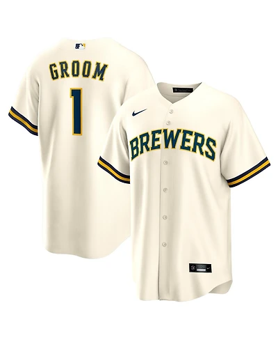 Nike Men's White Milwaukee Brewers 1 Groom Home Replica Jersey