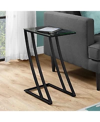 Contemporary Metal Frame Accent Table with Tempered Glass Top