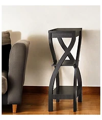 Contemporary Wood Square End Table with Two Shelves for Extra Storage