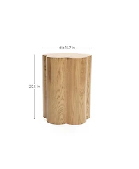 LuxenHome Wood Grain Manufactured Wood 20.5-Inch Tall Round End and Side Table