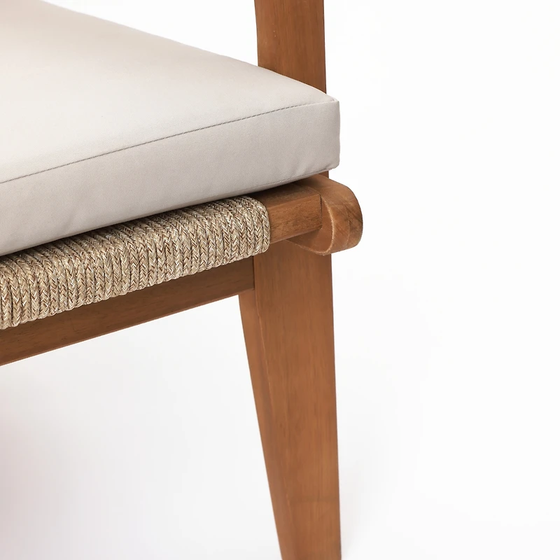 LuxenHome Outdoor Acacia Wood Deck Chair with Seat Cushion