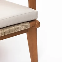 LuxenHome Outdoor Acacia Wood Deck Chair with Seat Cushion