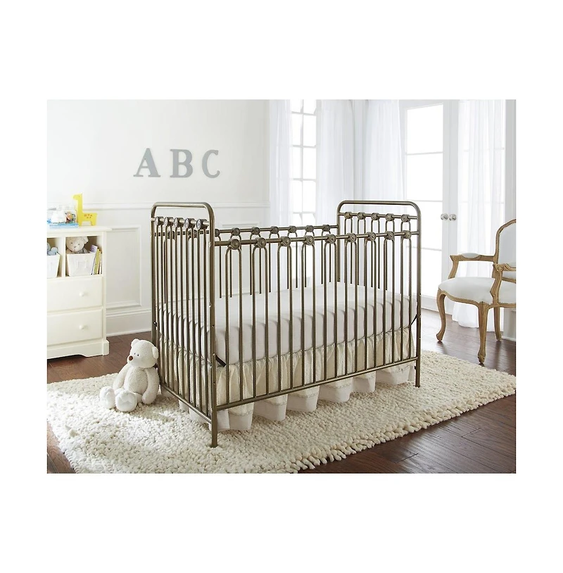 La Baby Napa 3 in 1 Convertible Full Sized Metal Crib in Golden Nugget