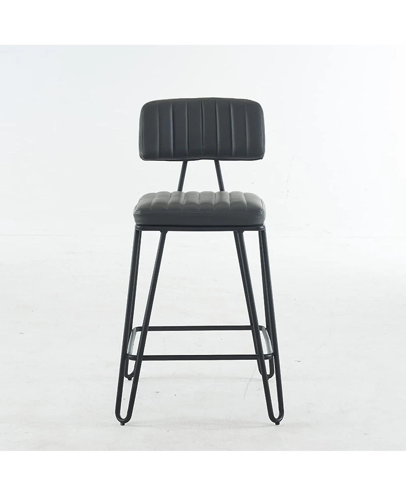25.2'' Set of 2 Counter Height Chairs with Backrest Pu Leather Upholstery and Metal Frame for Kitchen Island or Dining Room-The Pop Home