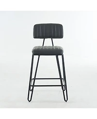 25.2'' Set of 2 Counter Height Chairs with Backrest Pu Leather Upholstery and Metal Frame for Kitchen Island or Dining Room-The Pop Home