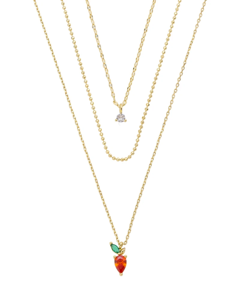 Unwritten Cubic Zirconia Strawberry Pendant Layered Necklace Set