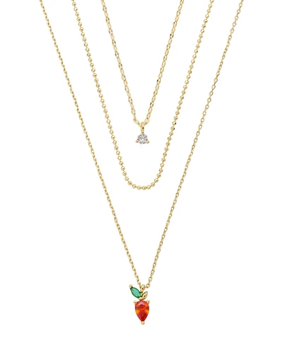Unwritten Cubic Zirconia Strawberry Pendant Layered Necklace Set