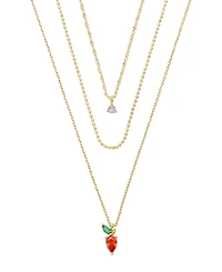 Unwritten Cubic Zirconia Strawberry Pendant Layered Necklace Set