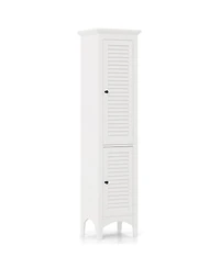 Tall Bathroom Floor Cabinet with Shutter Doors and Adjustable Shelf