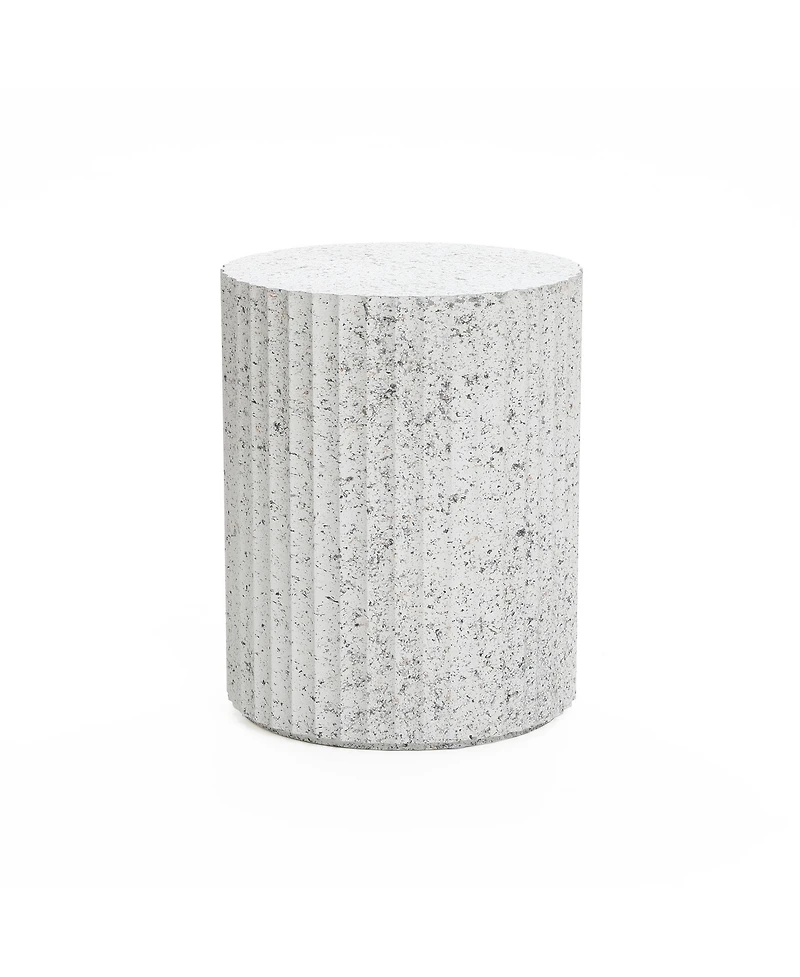 LuxenHome 2-Piece White with Gray Flecks Manufactured Wood Nesting Side Table Set