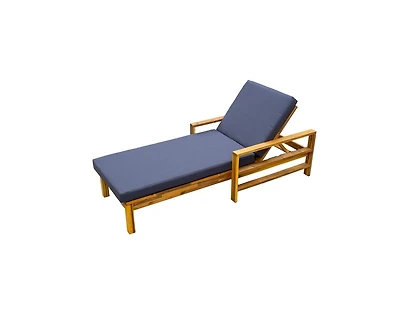 Mondawe Acacia Wood Adjustable Backrest Outdoor Lounge Chair, Suitable for Gardens, Terraces