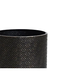 LuxenHome Set of 2 Black Floral Stamped Metal Cachepot Planters