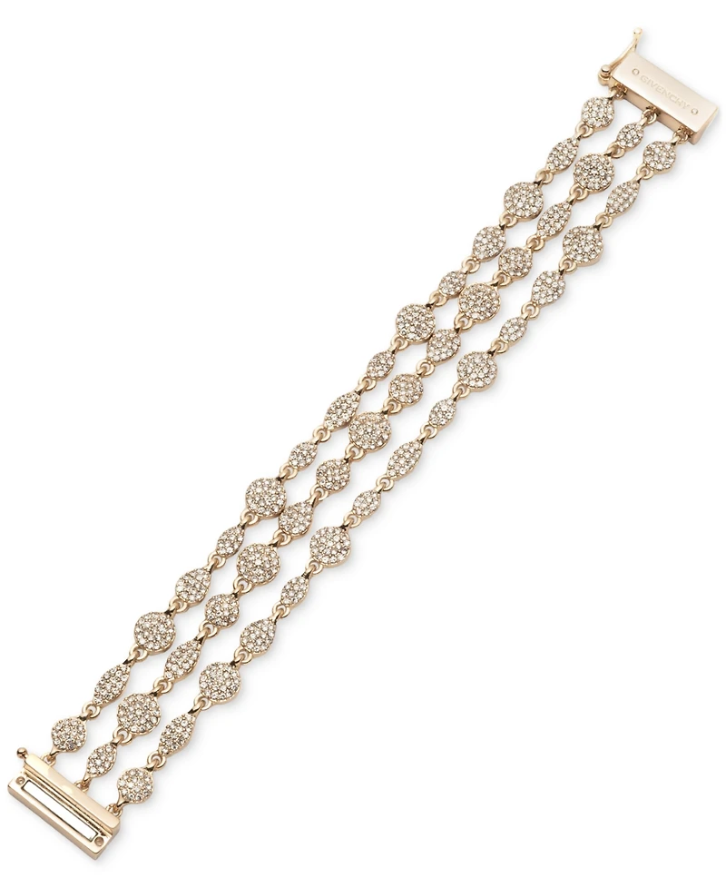 Givenchy Gold-Tone Pave Cluster Triple-Row Flex Bracelet