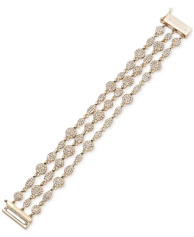 Givenchy Gold-Tone Pave Cluster Triple-Row Flex Bracelet