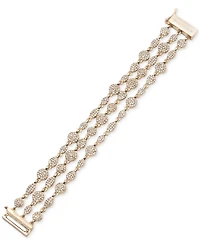 Givenchy Gold-Tone Pave Cluster Triple-Row Flex Bracelet