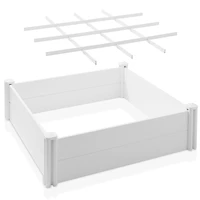 4' x 4' x 12" White Vinyl Raised Garden Bed with Grid, Above Ground Planter Box