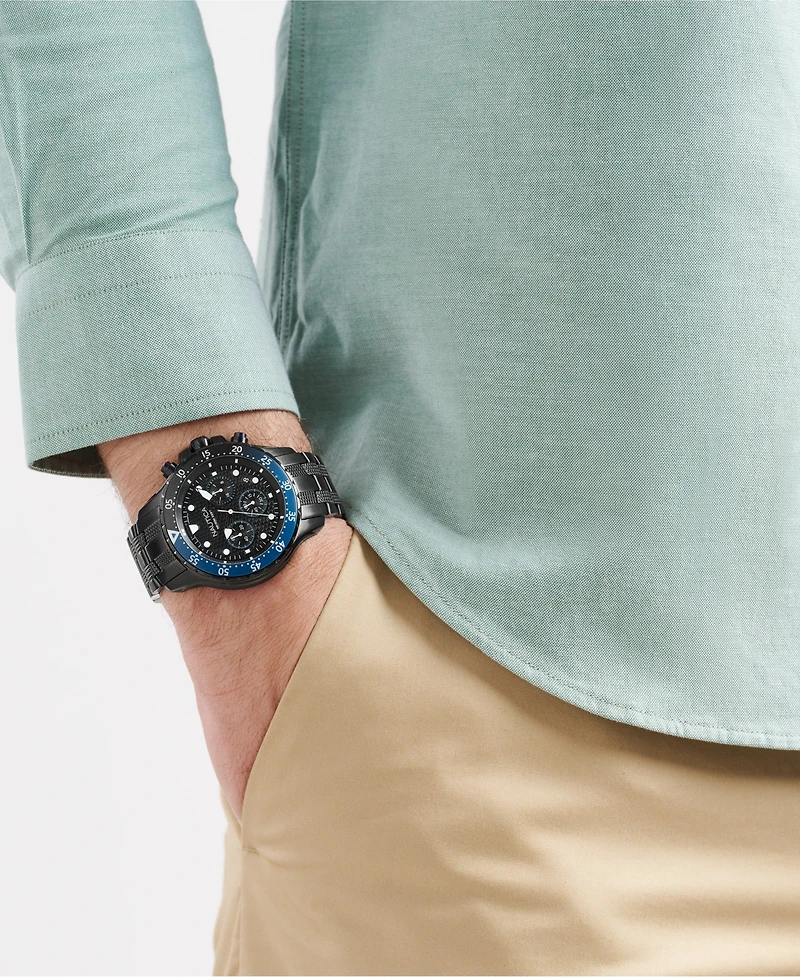 Nautica Men's Chronograph Black Stainless-Steel Watch, 44mm