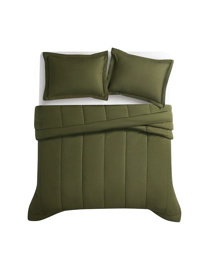 Brooklyn Loom Oversized Cotton Percale 3-Pc. Comforter Set, Full/Queen