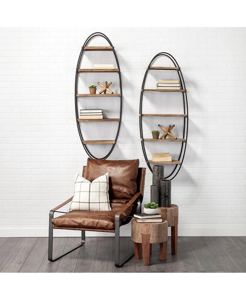 15" Dark Brown And Brown Distressed Reclaimed Wood Round End Table