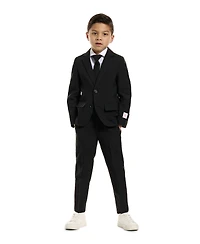 OppoSuits Boys Black Knight Slim Fit Solid Suit Including Blazer, Pants and Clip-On-Tie